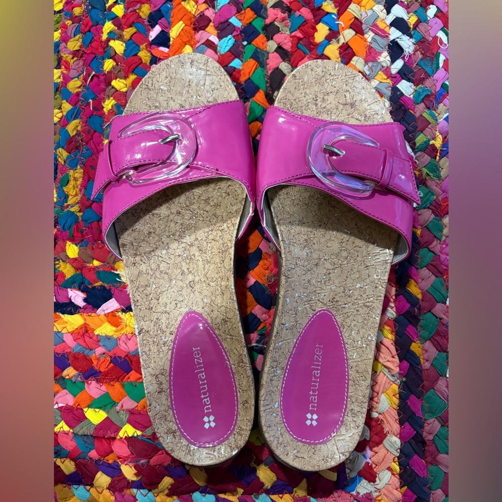 COQUETTE HOT PINK PLEATHER SANDALS